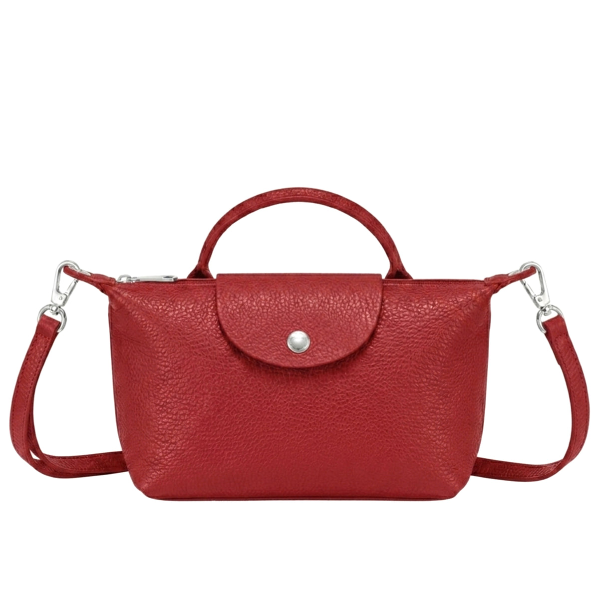Italian Leather Top Handle Mini Crossbody Shoulder Handbag - RED image