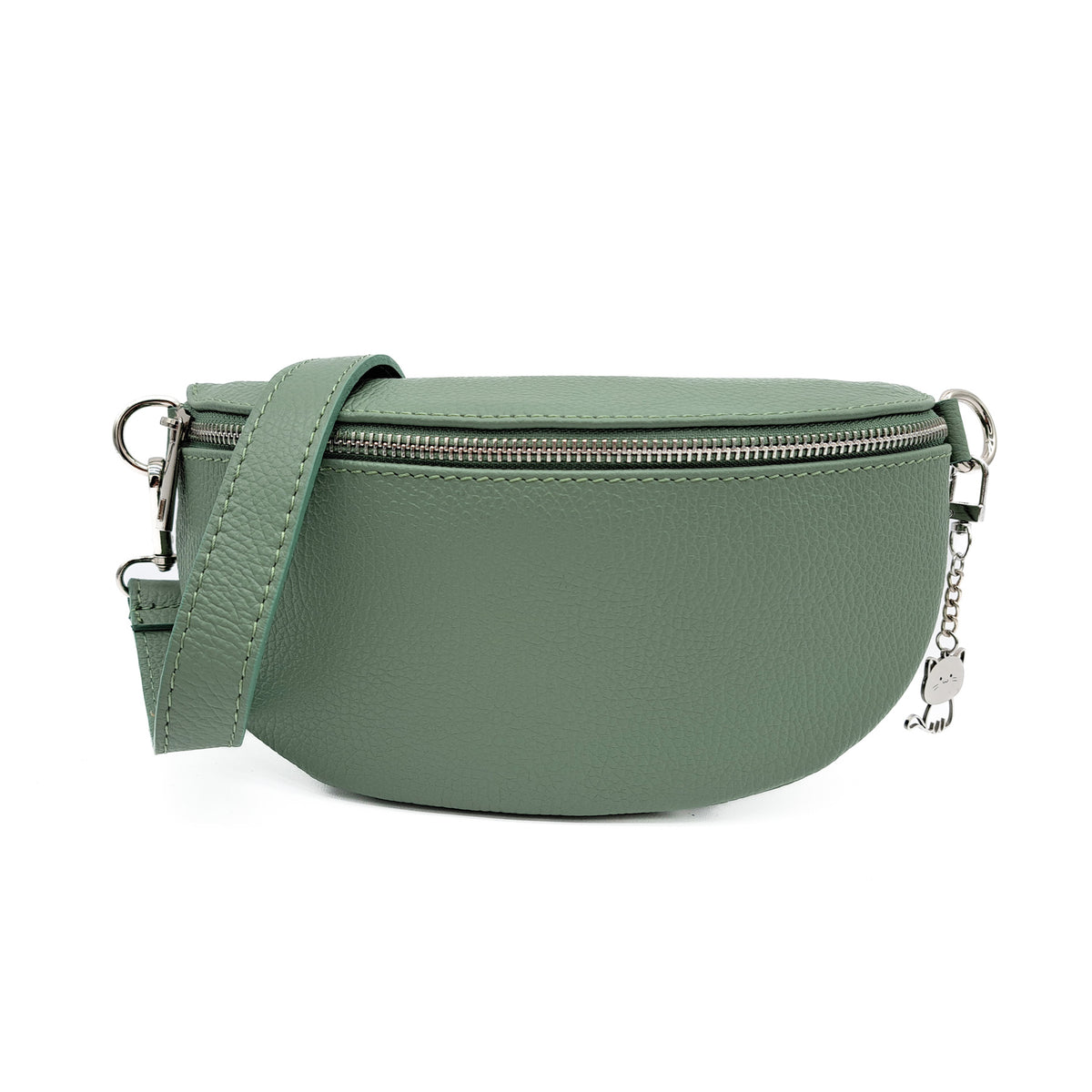 Italian Real Leather Bum Bag Style Crossbody Bag - MINT image
