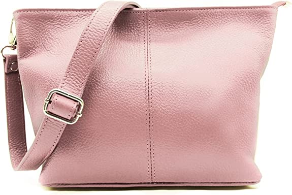 Small Genuine Practical Italian Leather Shoulder Messenger Handbag - Pink image