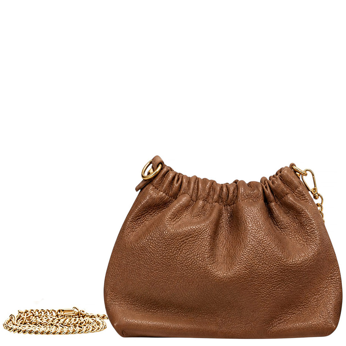 Elegant Genuine Italian Grained Leather Pouch Clutch Bag - BROWN image