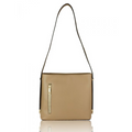 Sleek Design Minimalist Genuine Leather Crossbody Bag - ALMOND image