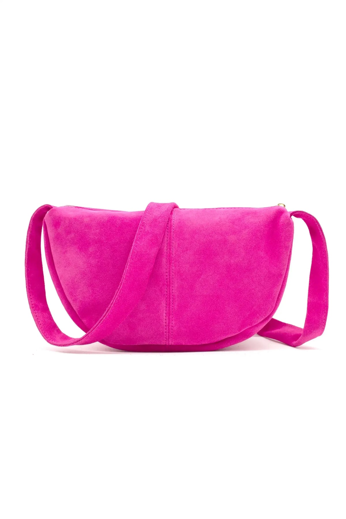 Italian Fashion Suede Leather Shopper Tote Shoulder Bag - FUCHSIA image