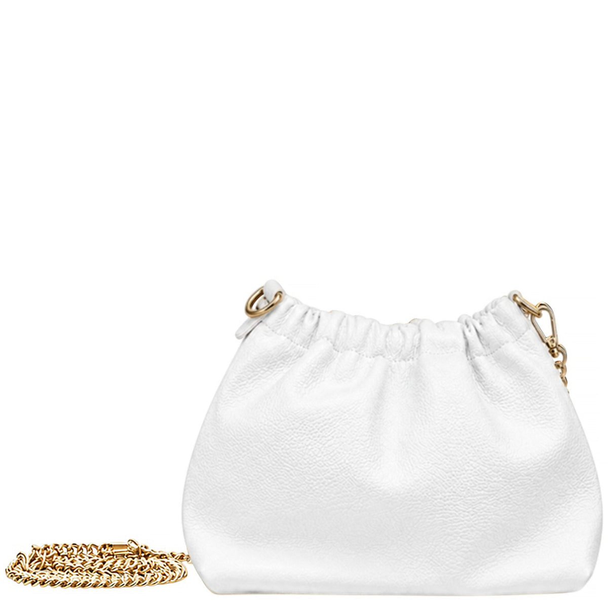 Elegant Genuine Italian Grained Leather Pouch Clutch Bag - WHITE image