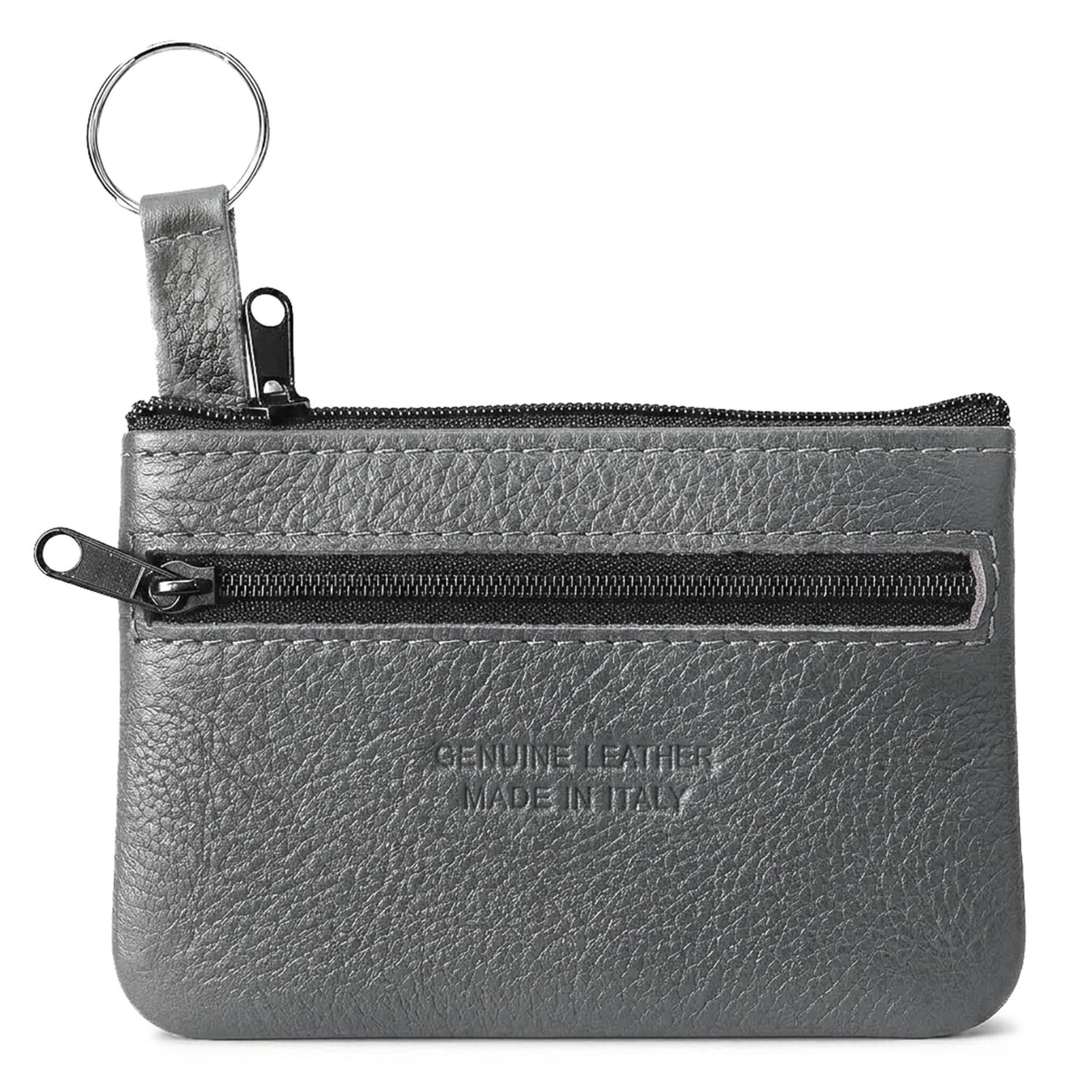 Genuine Leather Coin Purse Mini Key Ring Pouch Organizer - DARK GREY image