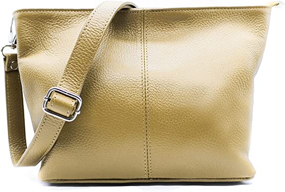 Small Genuine Practical Italian Leather Shoulder Messenger Handbag - Taupe image