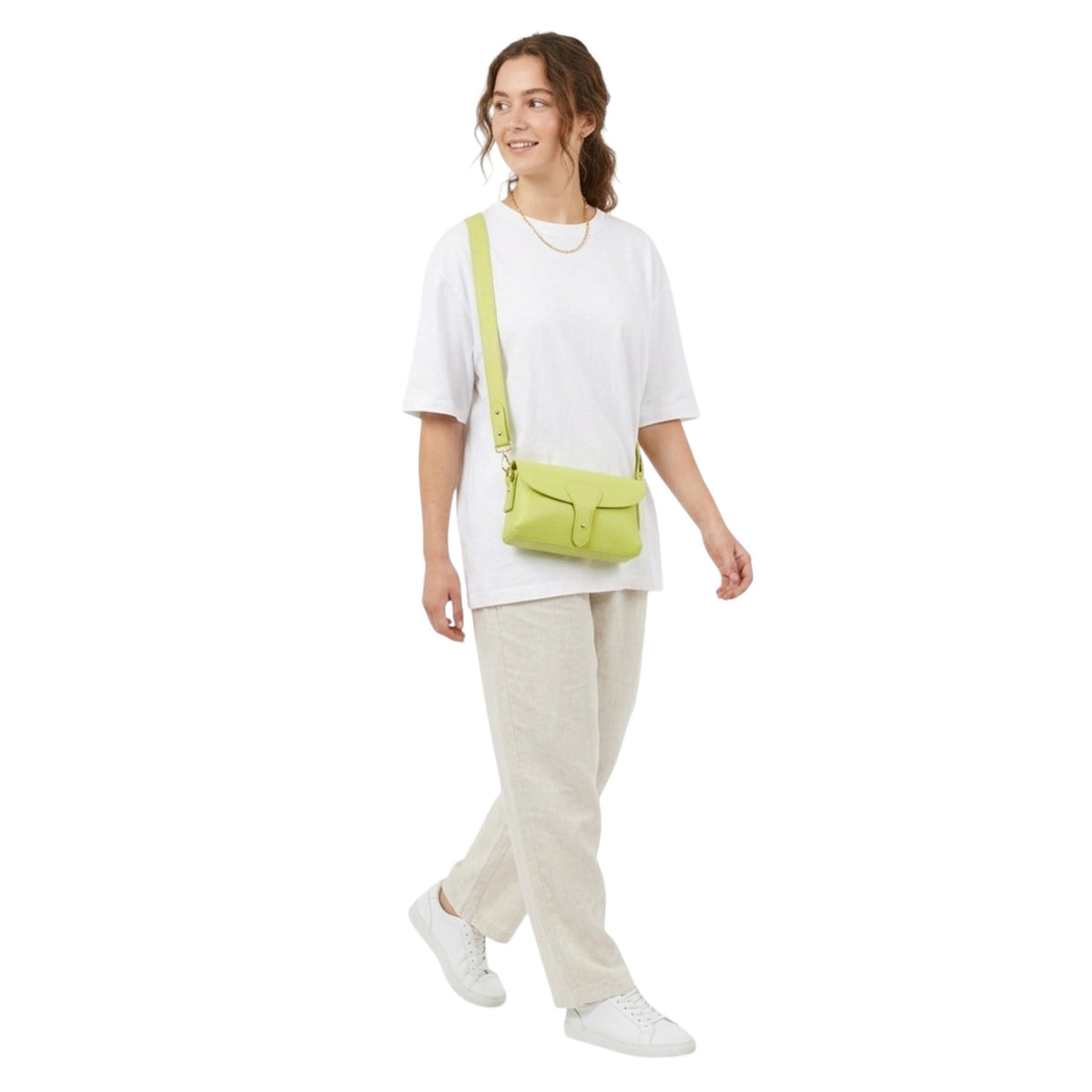 Genuine Leather Magnetic Flap Small Crossbody Handbag image 3