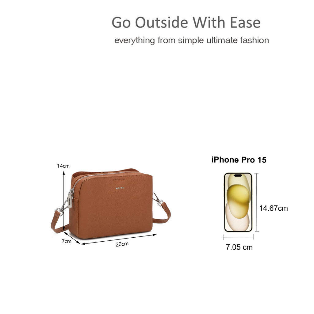 Real Leather Compact Crossbody Wide Strap Shoulder Bag image 2