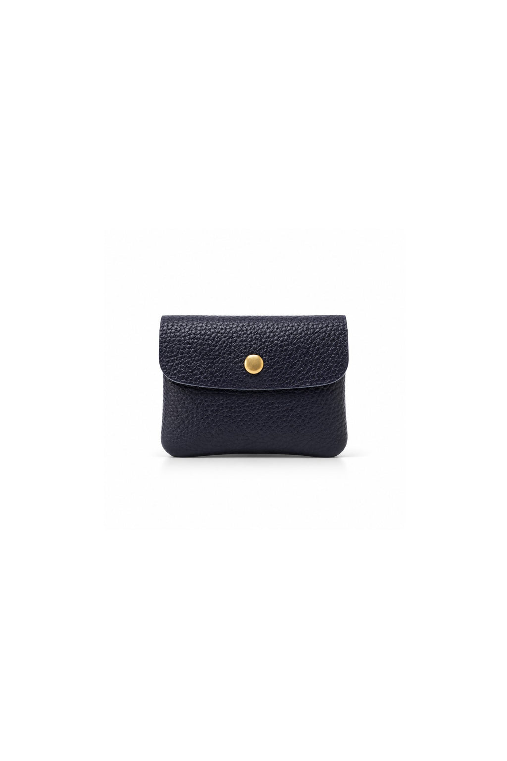 Genuine Italian Leather Compact Coin Purse with Snap Closure - Navy image
