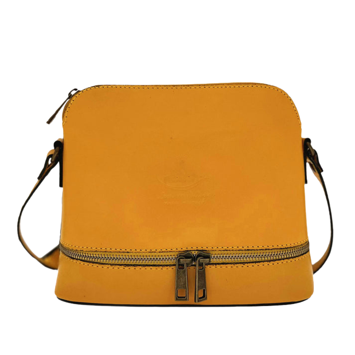 Stylish Zipper Detail Genuine Leather Crossbody Bag - MUSTARD image