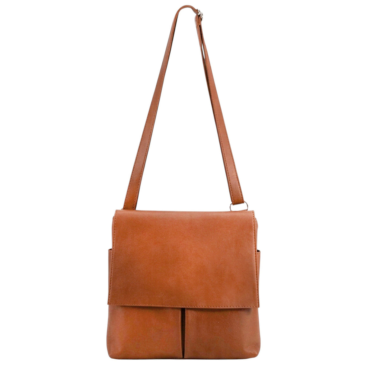 Genuine Leather Multi-Pocket Messenger Crossbody Bag - TAN image