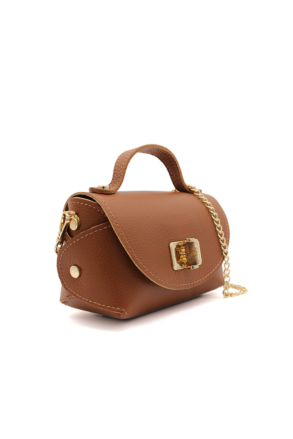 Genuine Italian Leather Crossbody Bag with Chain Strap and Twist Lock Closure image 8