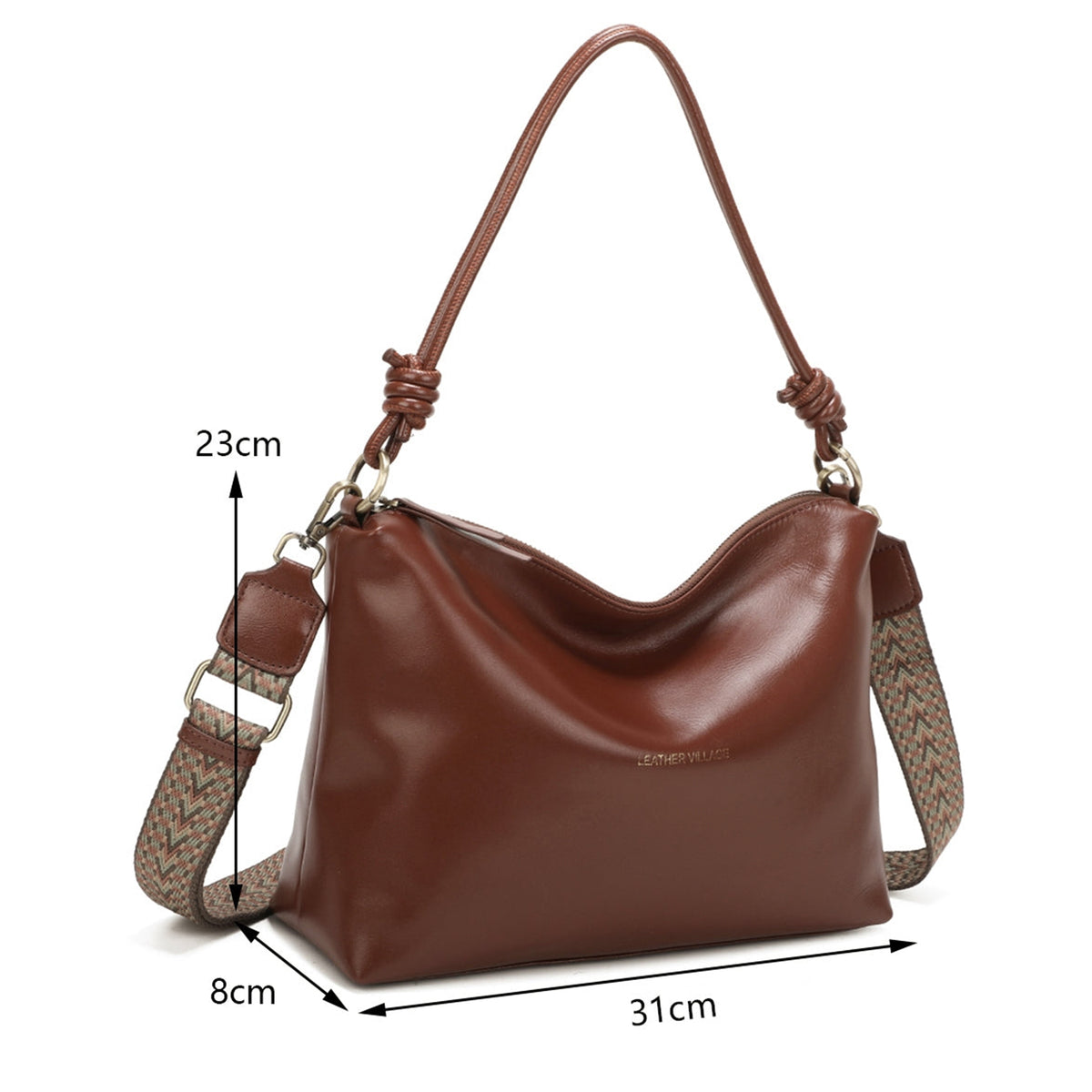 Genuine Leather Knotted Handle Crossbody Shoulder Bag image 1