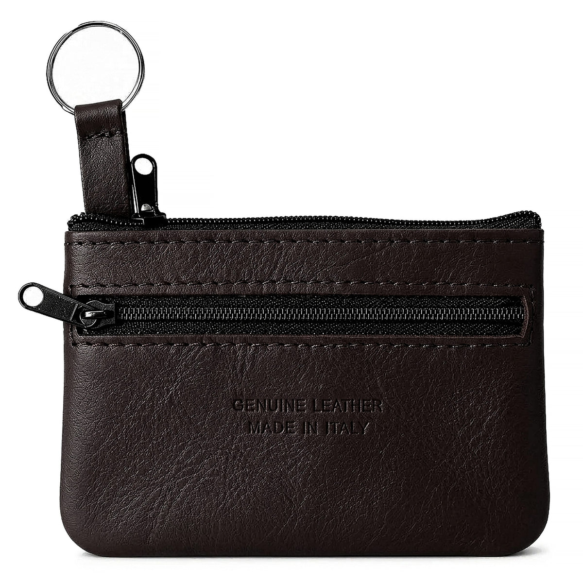 Genuine Leather Coin Purse Mini Key Ring Pouch Organizer - COFFEE image