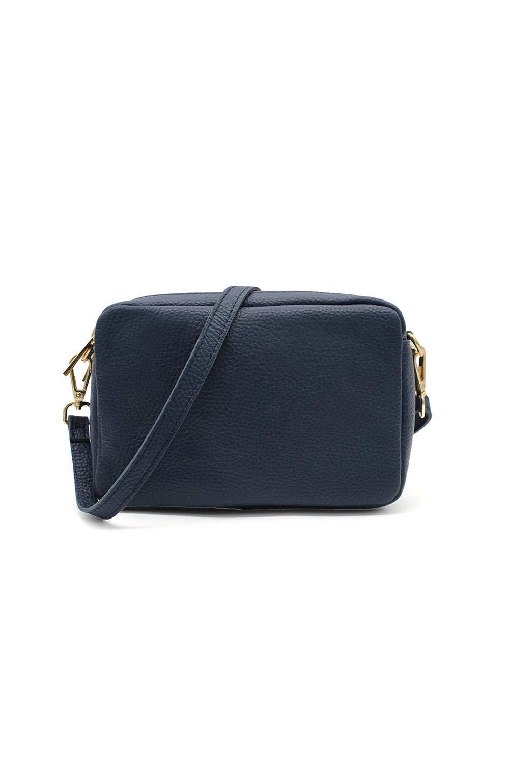 Italian Genuine Leather Crossbody Bag with Double Zipper Compartments - Navy image