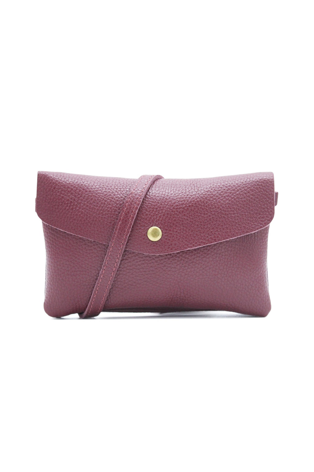 Genuine Leather Small Crossbody Purse with Double Compartments - Wine image