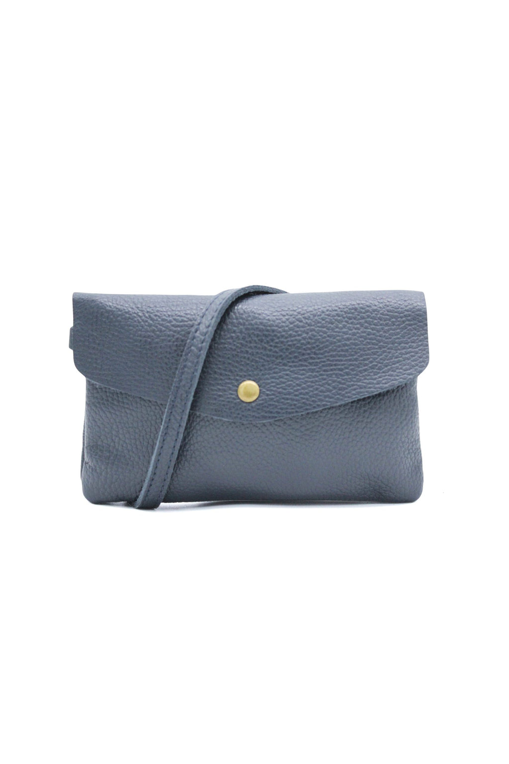 Genuine Leather Small Crossbody Purse with Double Compartments - Navy image