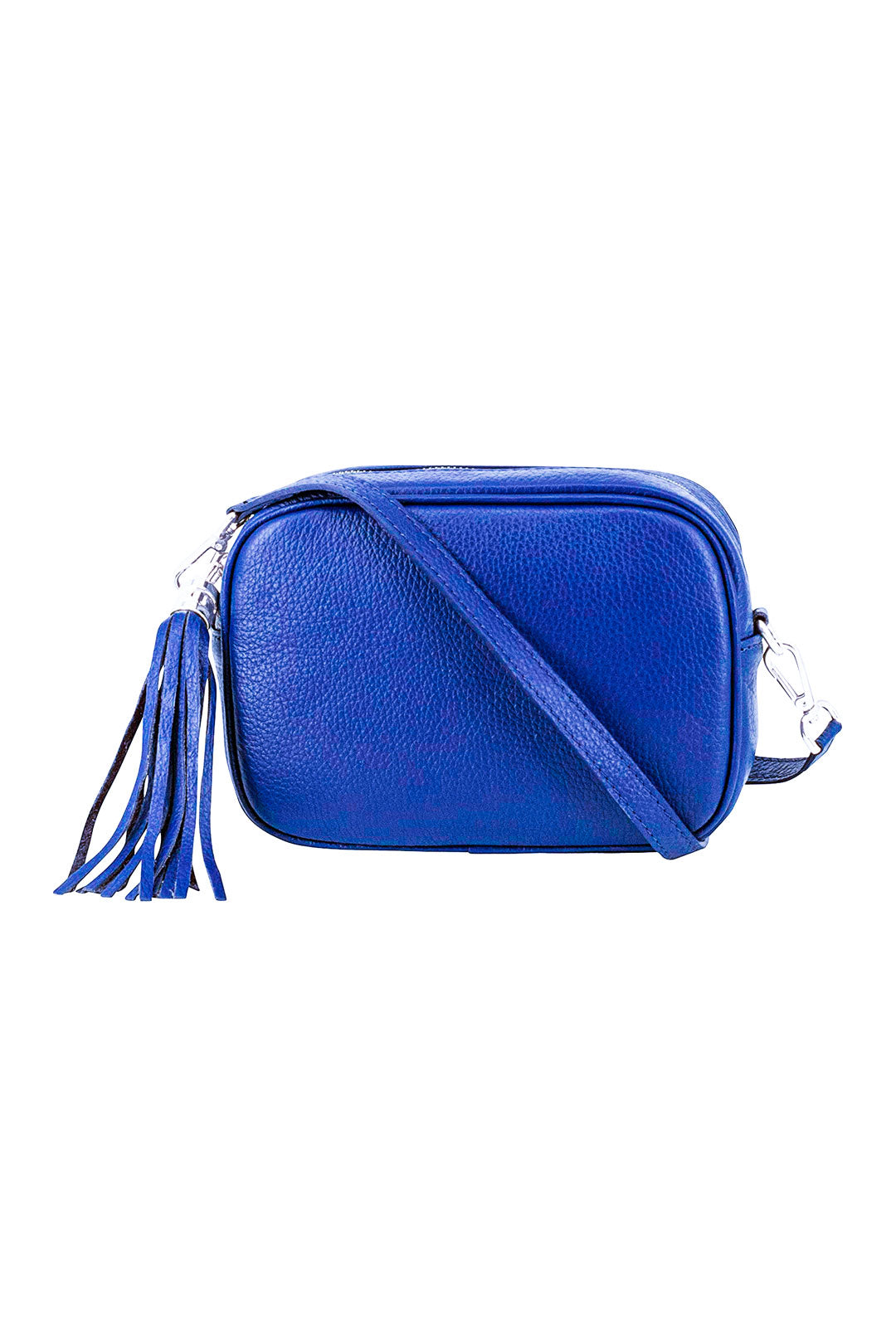 Tassel Charm Genuine Italian Leather Camera Handbag Crossbody Bag - Royal Blue image