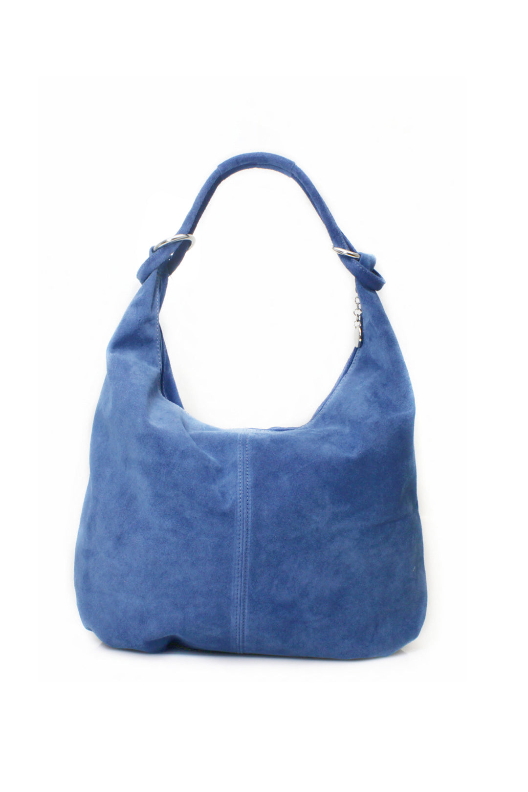 Large Slouch Italian Suede Leather Hobo Tote Bag - Blue image