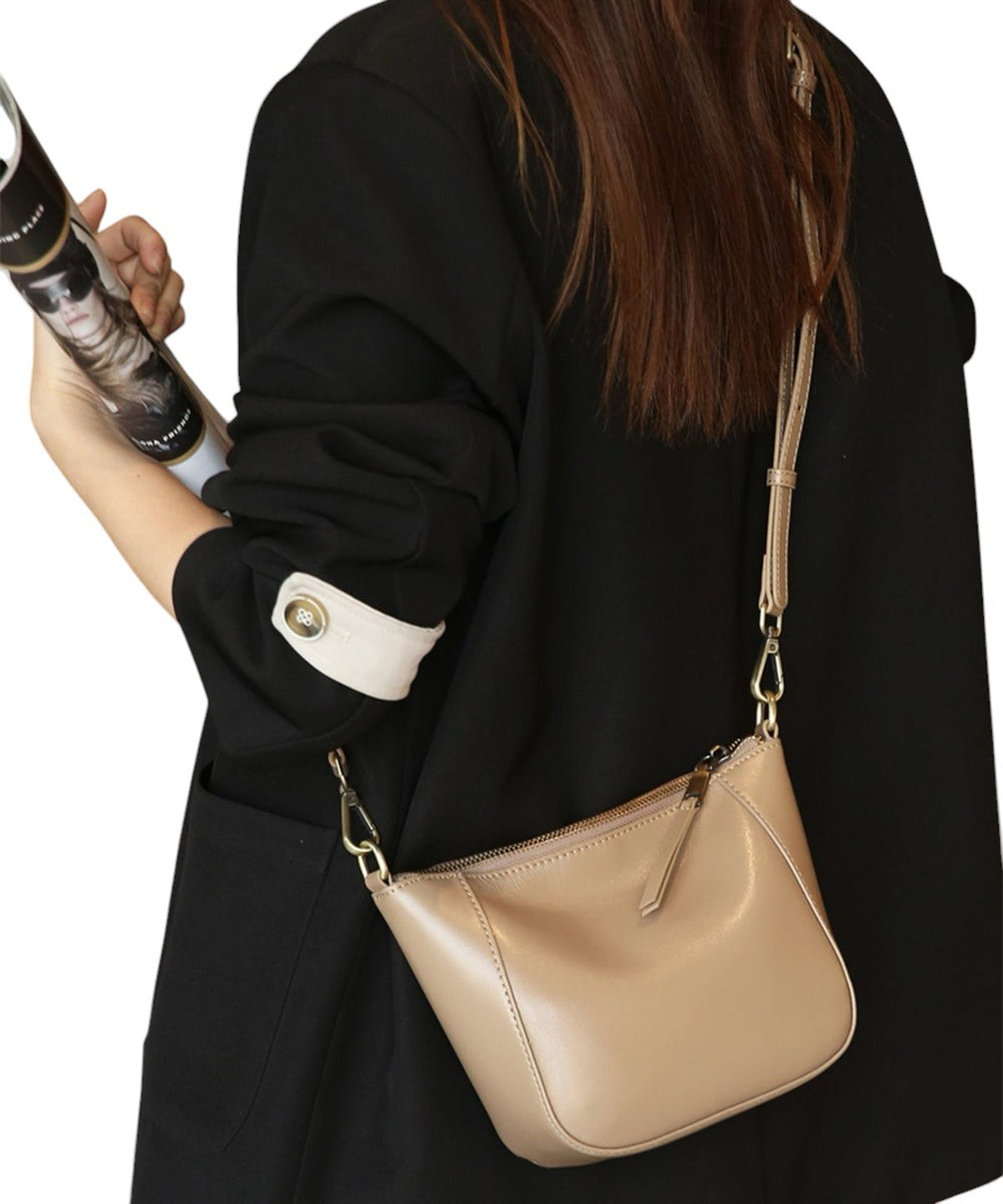 Adjustable Strap Sleek Genuine Leather Crossbody Bag image 8