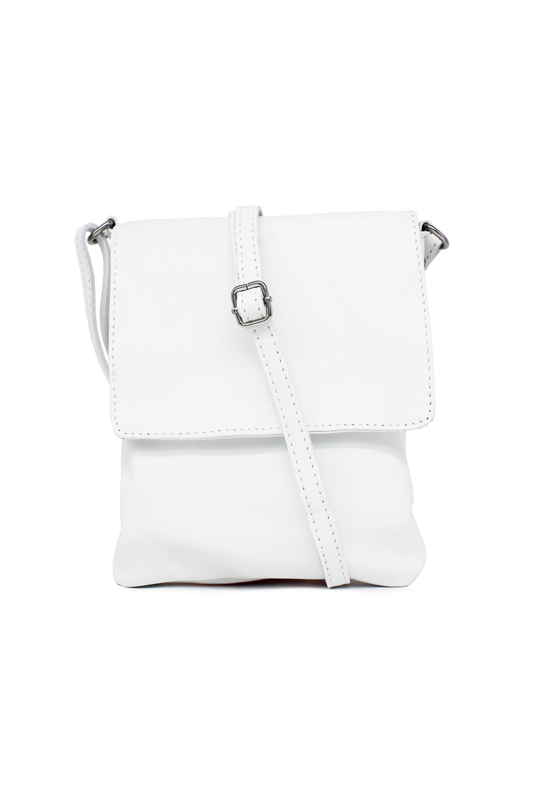 Stylish Flap Small Genuine Italian Leather Crossbody Bag - White image
