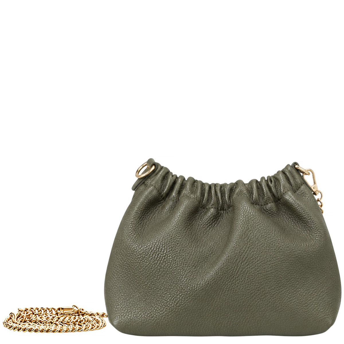 Elegant Genuine Italian Grained Leather Pouch Clutch Bag - DARK GREEN image