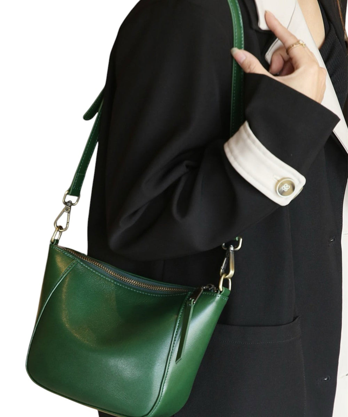 Adjustable Strap Sleek Genuine Leather Crossbody Bag image 7