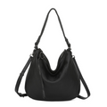 Soft Design Spacious Genuine Leather Shoulder Bag - BLACK image