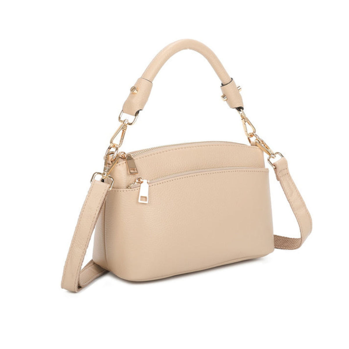 Elegant Gold Accents Genuine Leather Shoulder Bag image 4