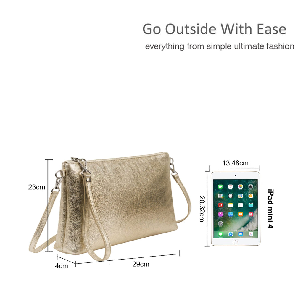 Genuine Metallic Leather Clutch Bag Small Shoulder Purse image 1
