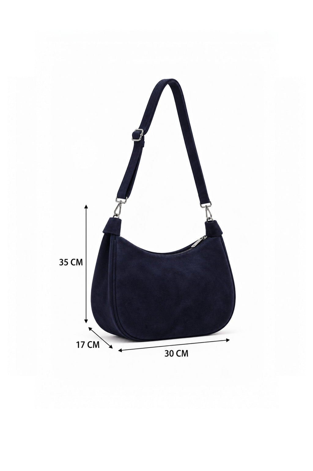 Genuine Italian Suede Hobo Shoulder Bag with Adjustable Stra image 1