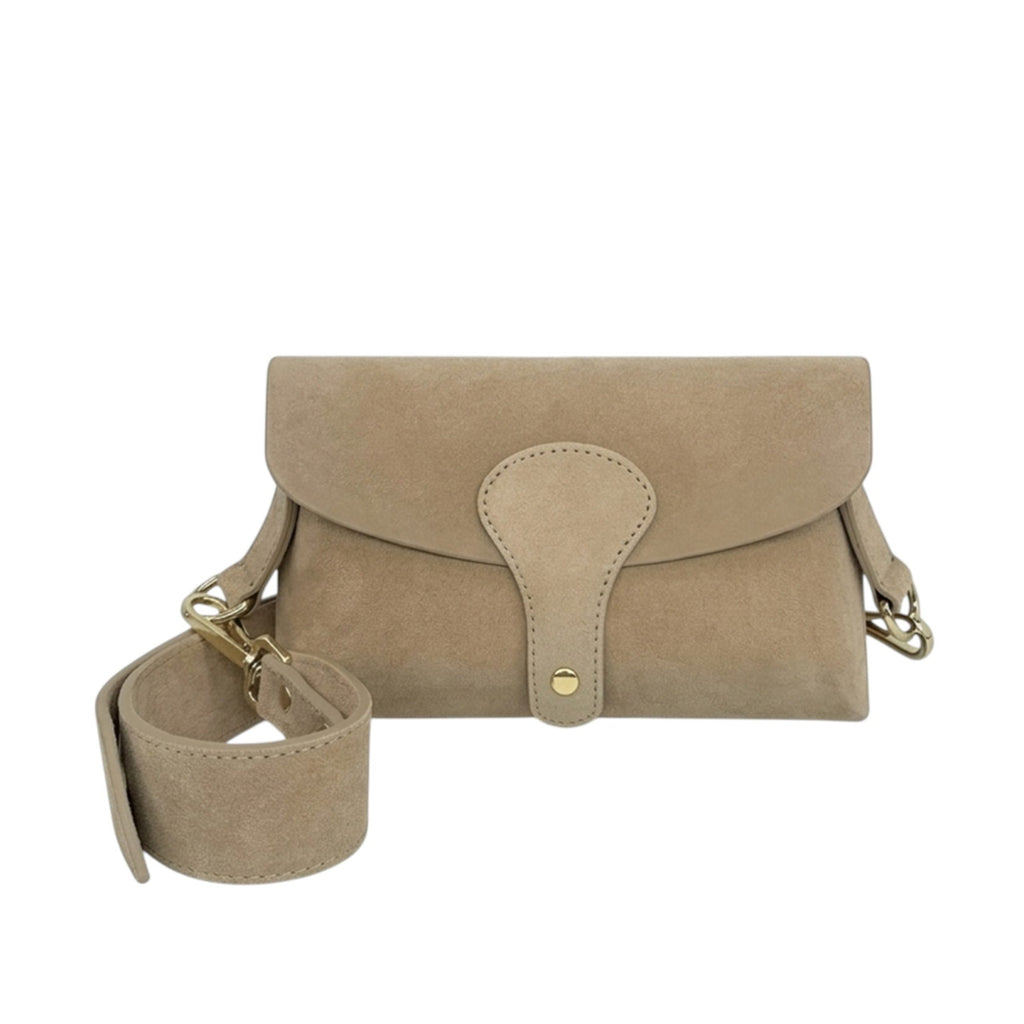 Suede Leather Magnetic Flap Small Crossbody Shoulder Bag - BEIGE image