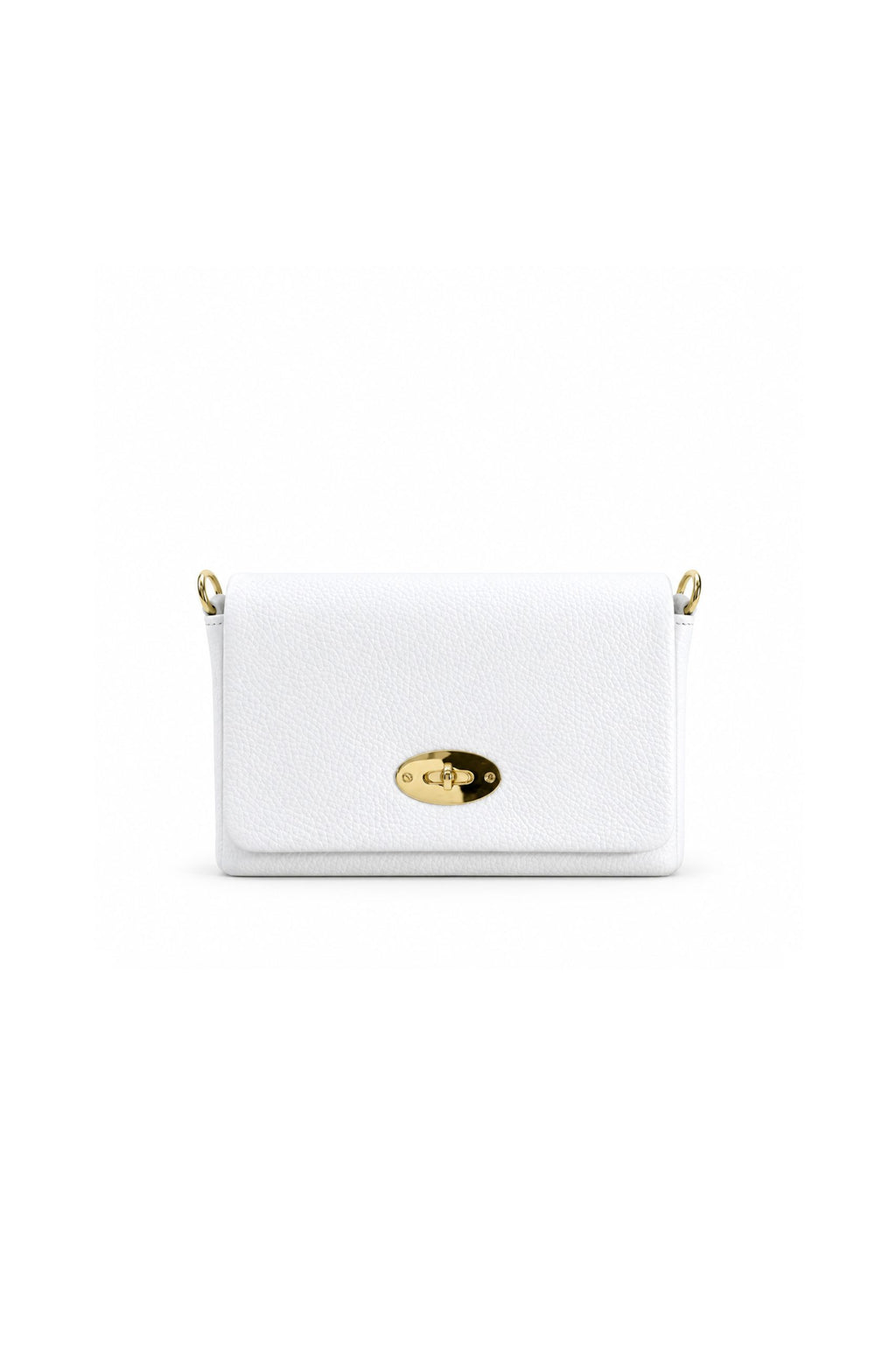 Genuine Italian Leather Flap Crossbody Bag with Turn Lock - White image