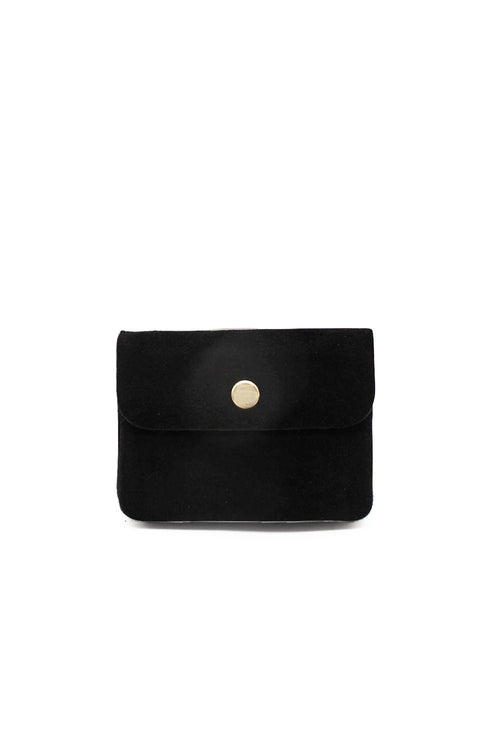 Compact Snap Button Slim Fit Italian Genuine Suede Purse image 0