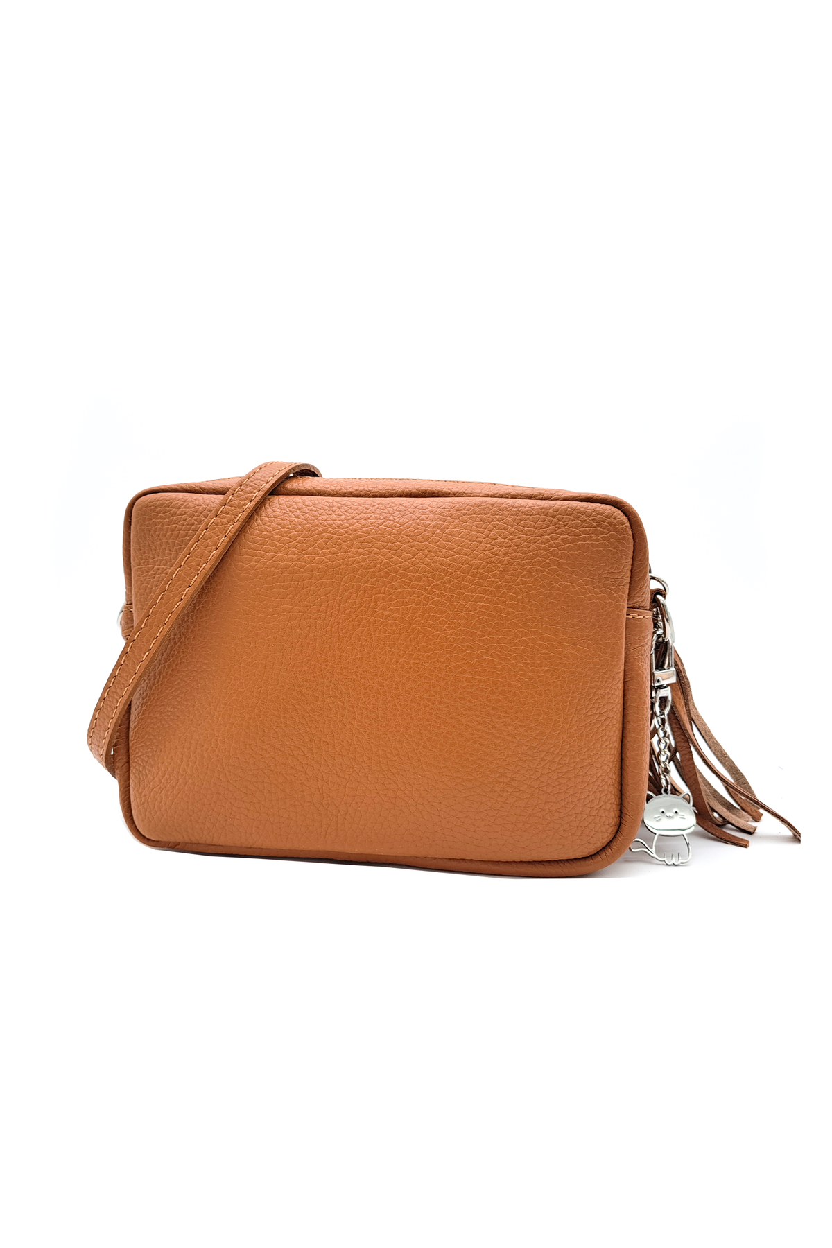 Mini Tassel Italian Genuine Leather Purse Crossbody Bag With Tassel - Brown image