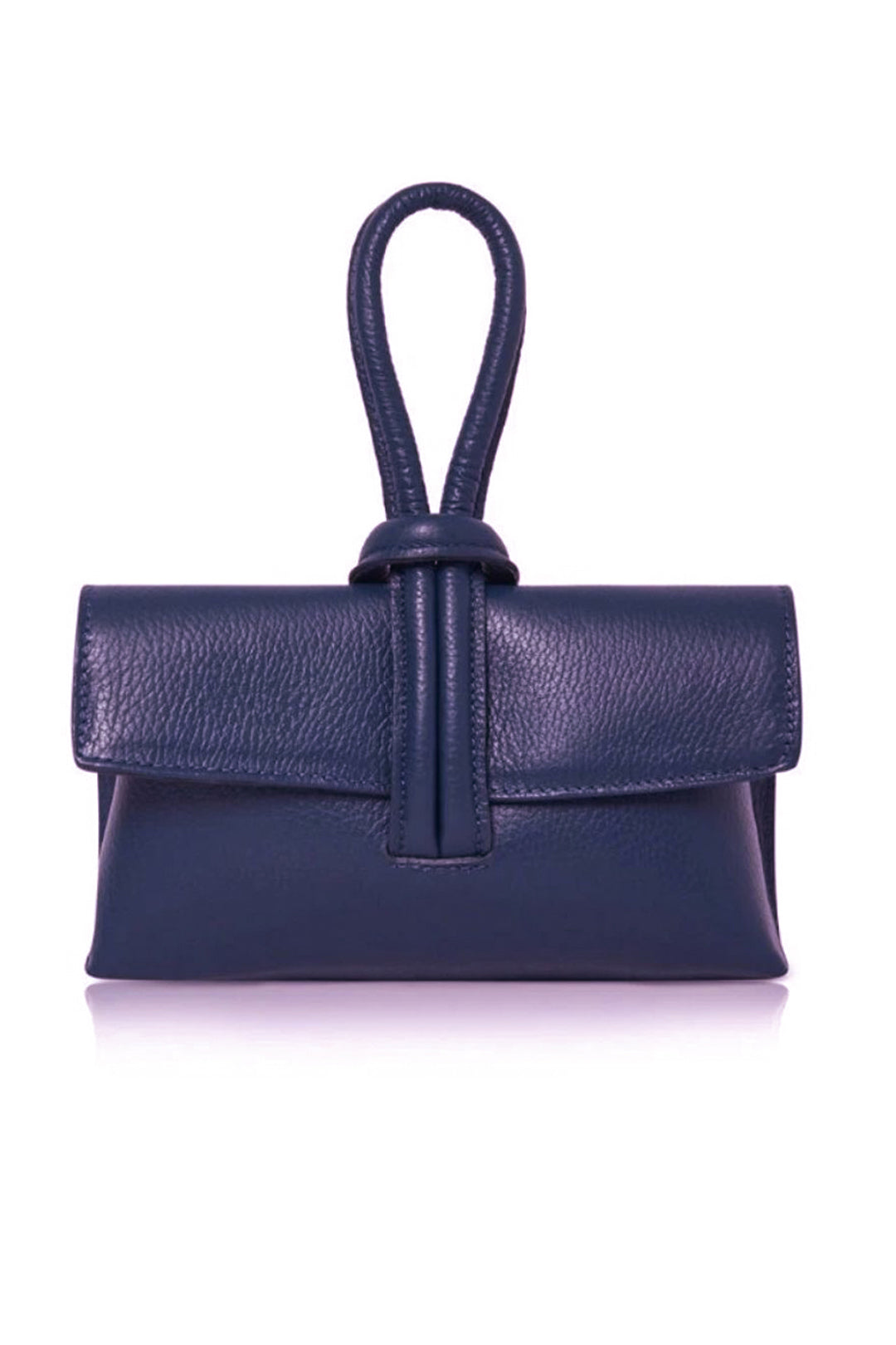 Genuine Italian Leather Small Clutch Crossbody Bag - Navy image