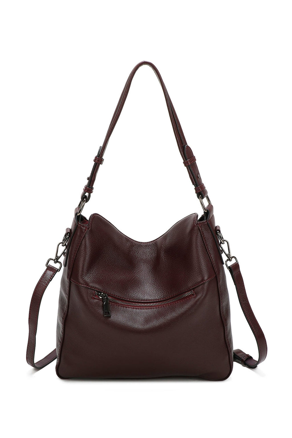 Genuine Leather Large Tote Shoulder Bag Front Pocket image 3