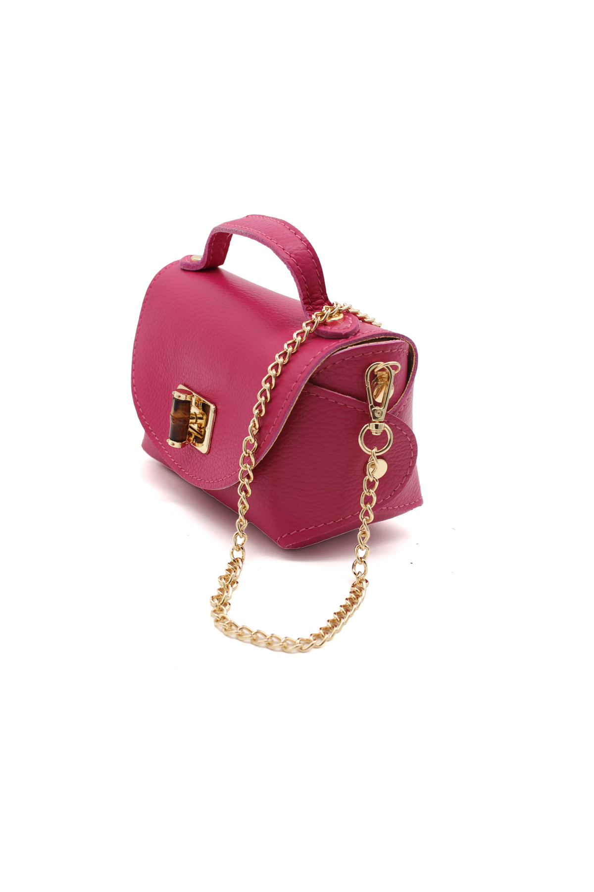 Genuine Italian Leather Crossbody Bag with Chain Strap and Twist Lock Closure image 4