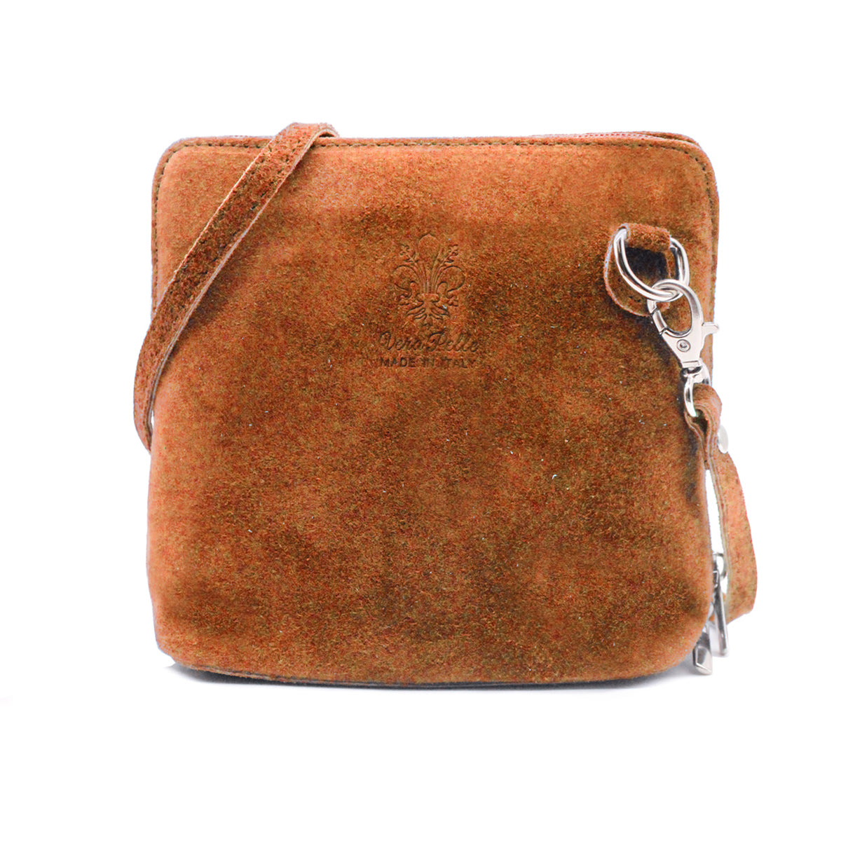 Small Genuine Italian Suede Leather Zip Around Crossbody Bag image 0