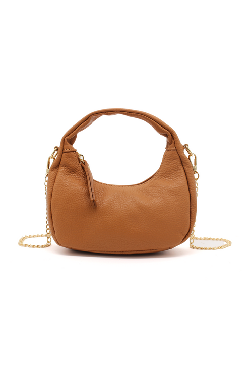 Chic Genuine Italian Leather Crossbody Bag with Elegant Chain Strap image 0