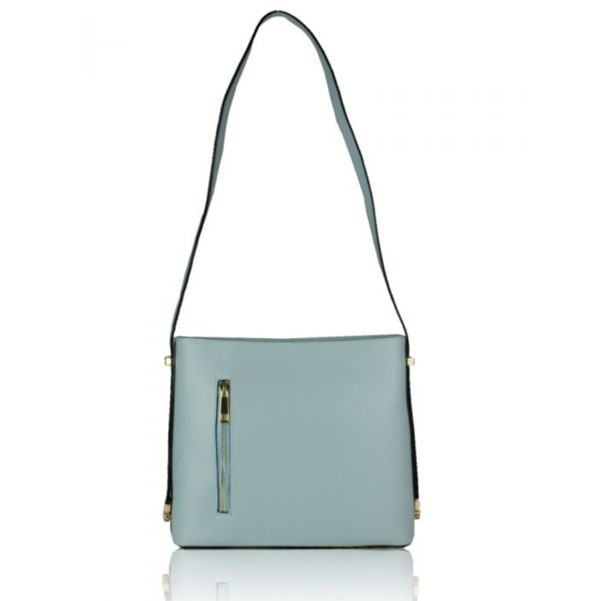 Sleek Design Minimalist Genuine Leather Crossbody Bag - PALE BLUE image