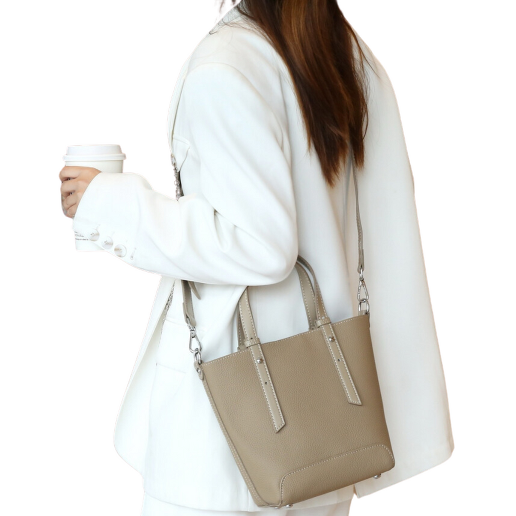Compact Stylish Genuine Leather Crossbody Tote Bag image 4