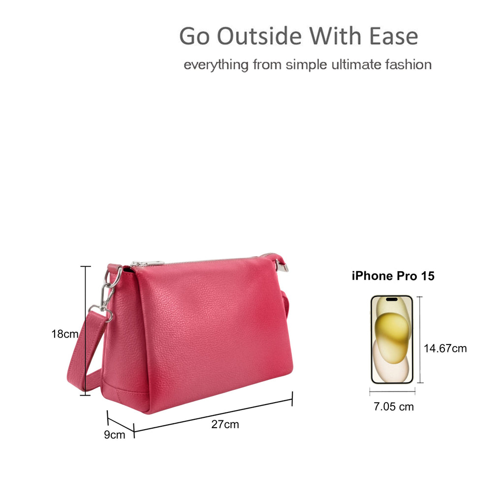 Genuine Leather Multi-Compartment Small Shoulder Handbag image 1