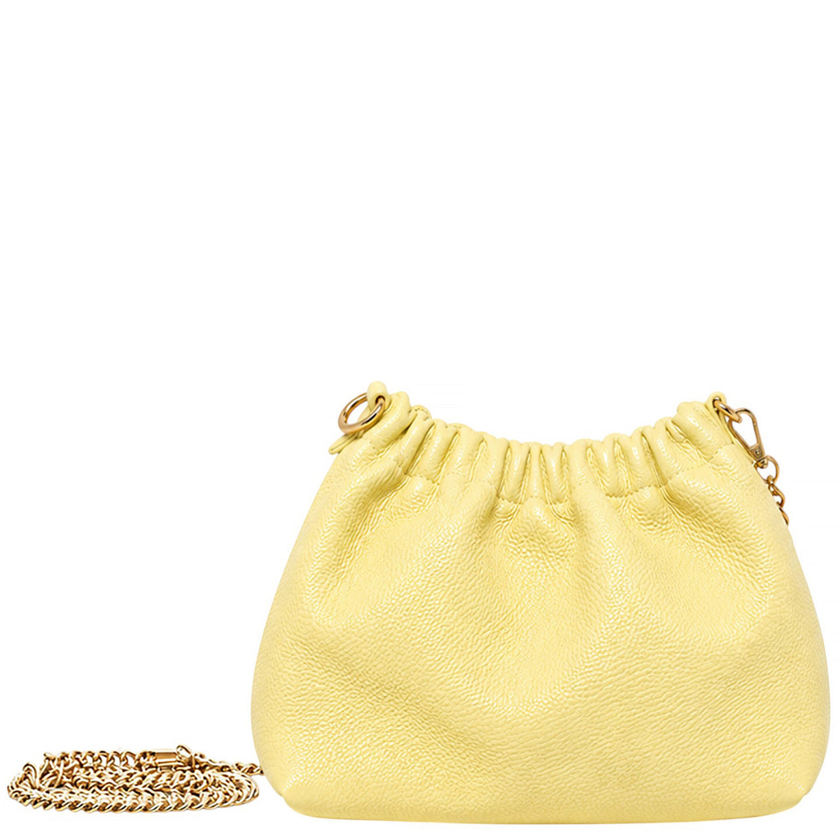 Elegant Genuine Italian Grained Leather Pouch Clutch Bag - LIGHT YELLOW image