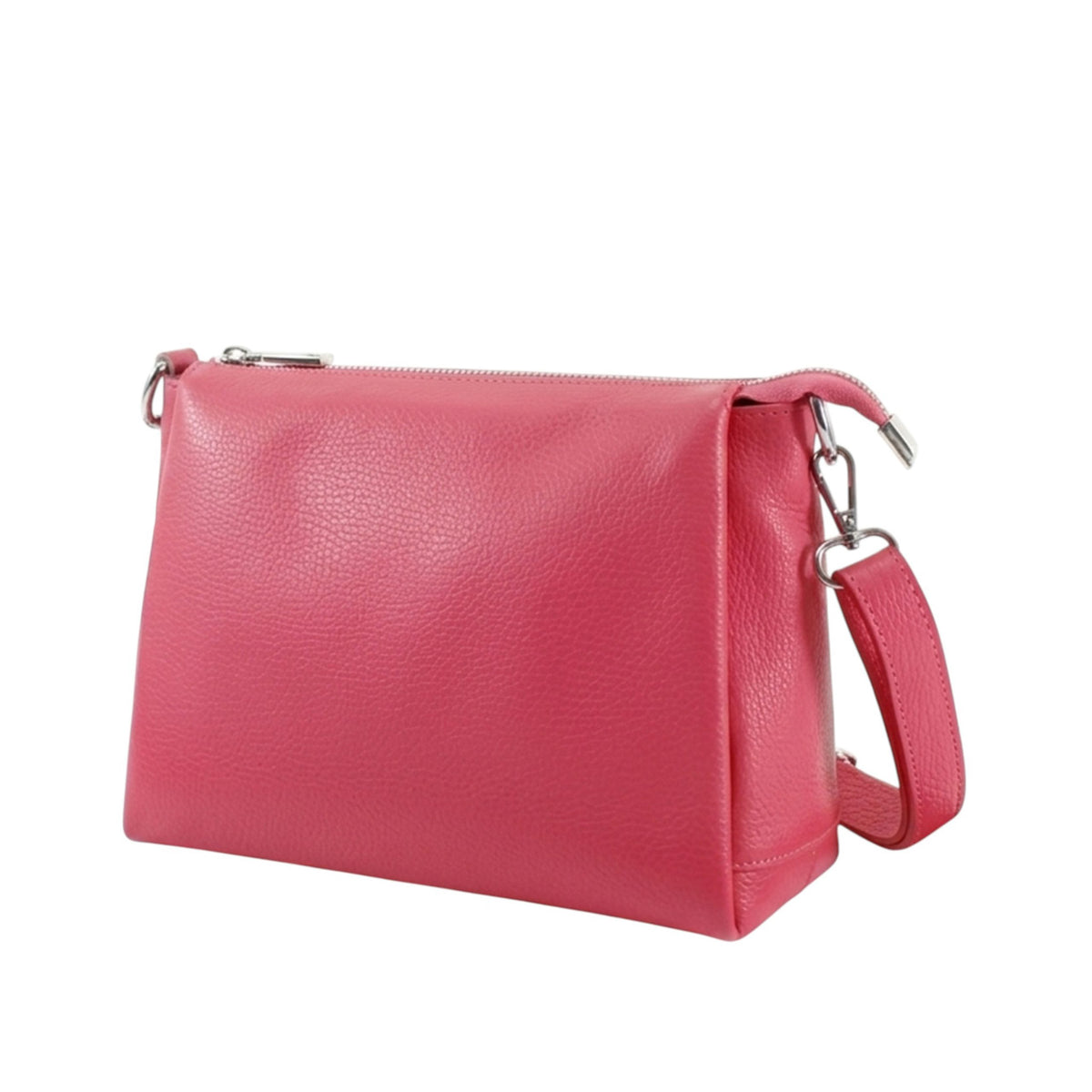 Genuine Leather Multi-Compartment Small Shoulder Handbag - CORAL image