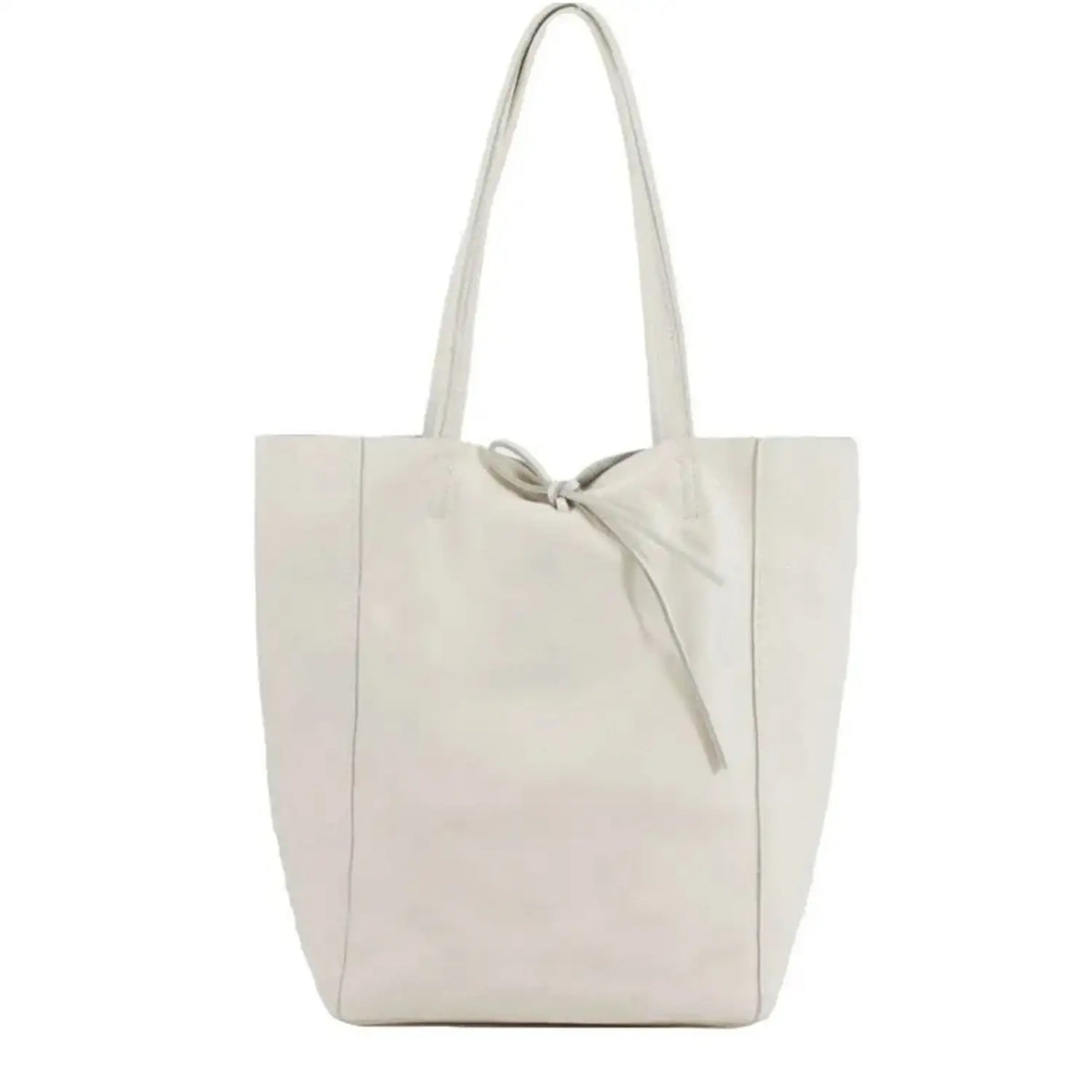 Soft Slouch Genuine Italian Leather Large Shopper Tie Closure Style Tote Handbag