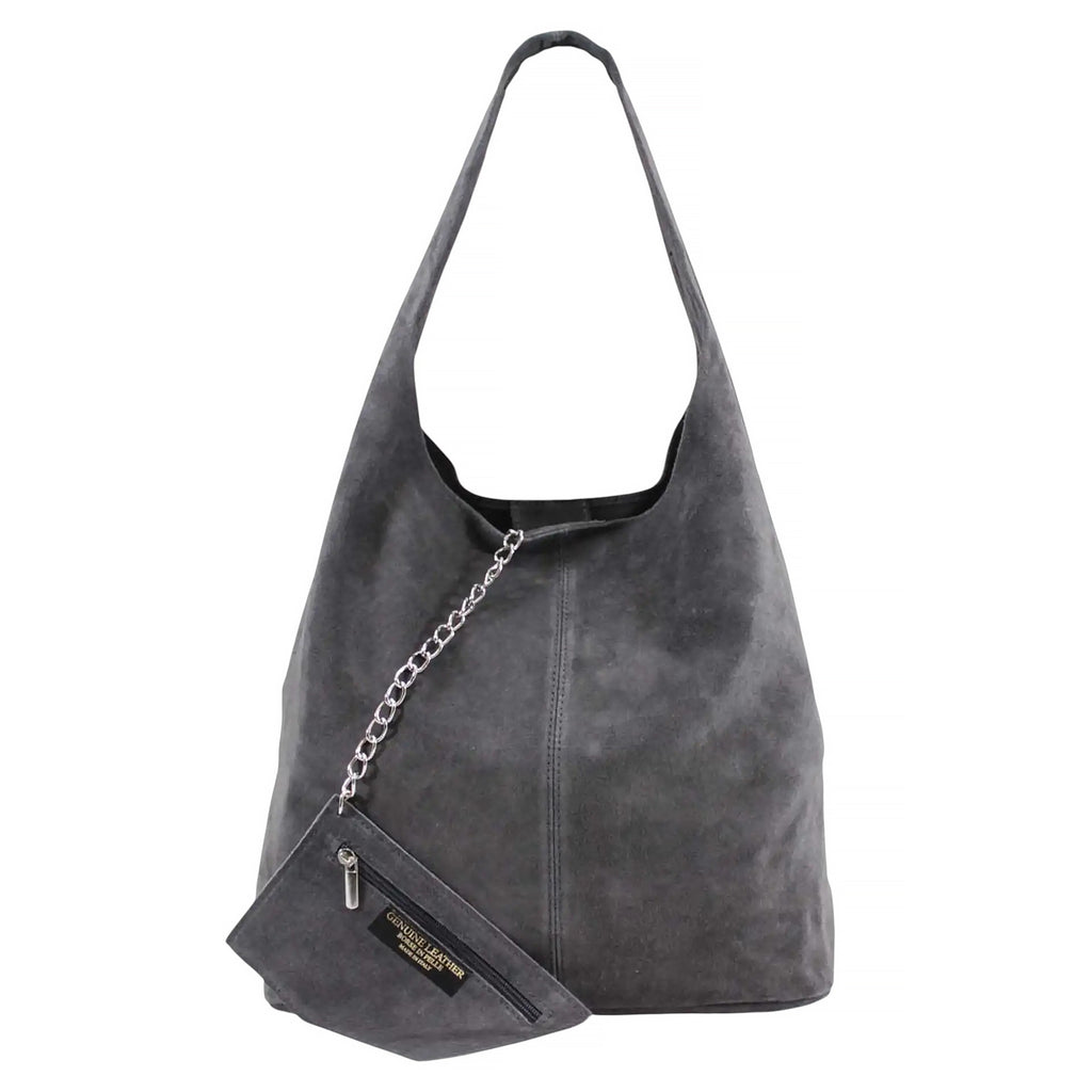 Slouch Genuine Italian Suede Large Tote Bag With Detachable Purse
