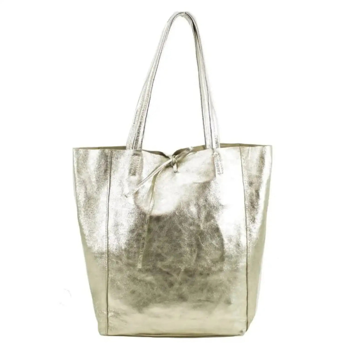 Soft Slouch Genuine Italian Leather Large Shopper Tie Closure Style Tote Handbag