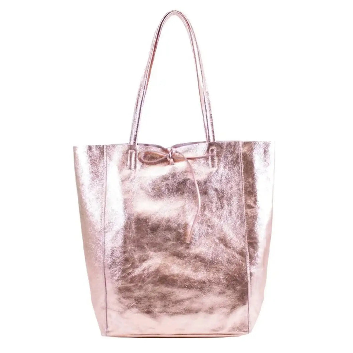 Soft Slouch Genuine Italian Leather Large Shopper Tie Closure Style Tote Handbag