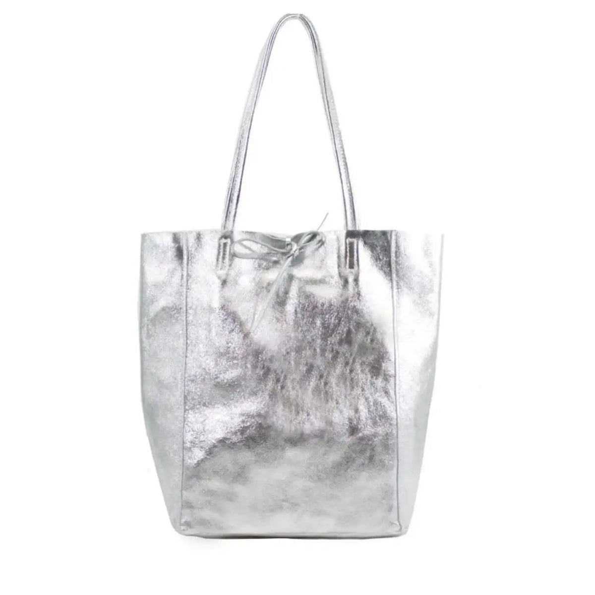 Soft Slouch Genuine Italian Leather Large Shopper Tie Closure Style Tote Handbag