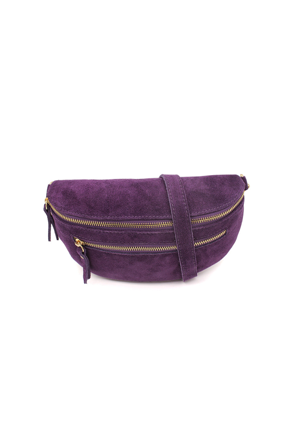 Genuine Italian Suede Sling Crossbody Bag with Dual Zipper Compartments image 3